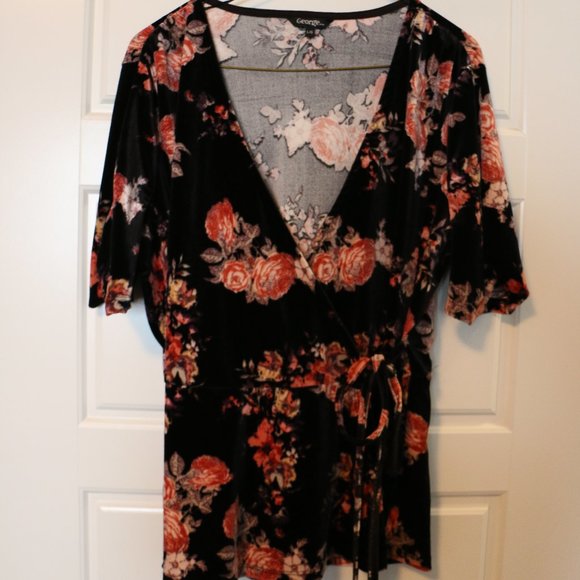 George Velvet Floral Wrap Top - Picture 1 of 6